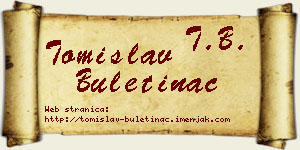 Tomislav Buletinac vizit kartica